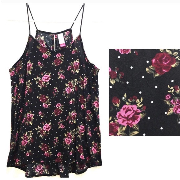 NOBO Tops - spaghetti strap floral polka dot halter tank NOT ADJUSTABLE & NO CLOSURES pullon